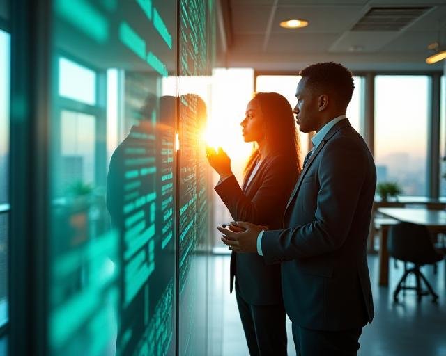 Data analysts reviewing consumer behavior charts in a modern Johannesburg office